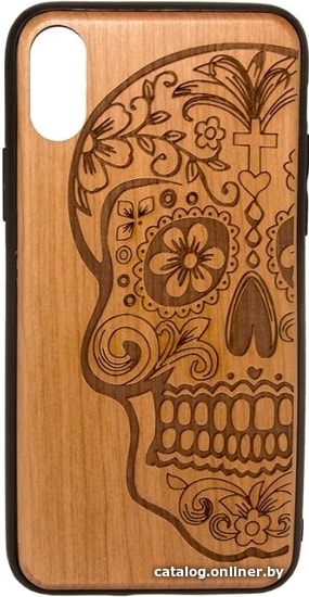 

Чехол для телефона Case Wood для Apple iPhone X (черешня, череп женский)