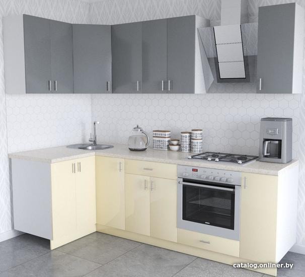 

Готовая кухня Хоум Лайн Кристалл Люкс 1200х2500 угловой (ваниль/серый)