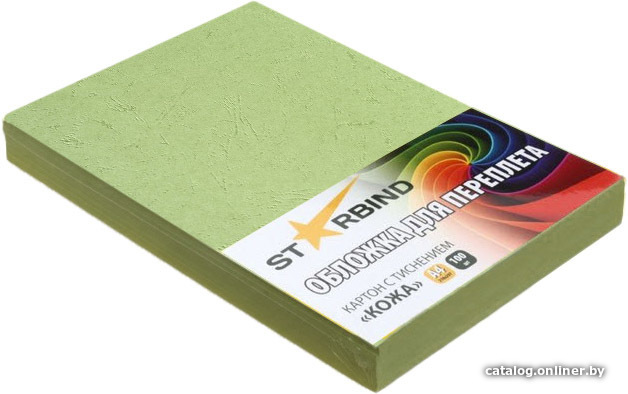 

Картонная обложка для переплета Starbind A4 230 г/кв.м. 100 шт (кожа, светло-зеленый)