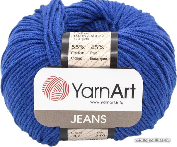 

Пряжа для вязания Yarnart Jeans акрил 45%, хлопок 55% 50 г (160 м, васильковый)