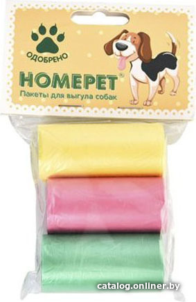

Пакеты гигиенические Homepet разноцветные (3х20 шт)