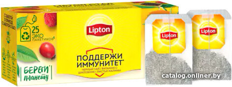 

Черный чай Lipton С витамином С, шиповником и ароматом земляники 25 шт