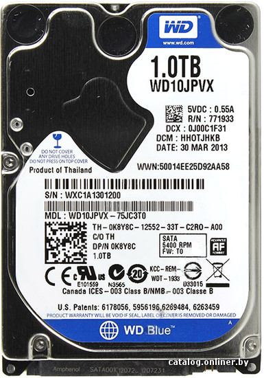 

Жесткий диск WD Blue 1TB (WD10JPVX)