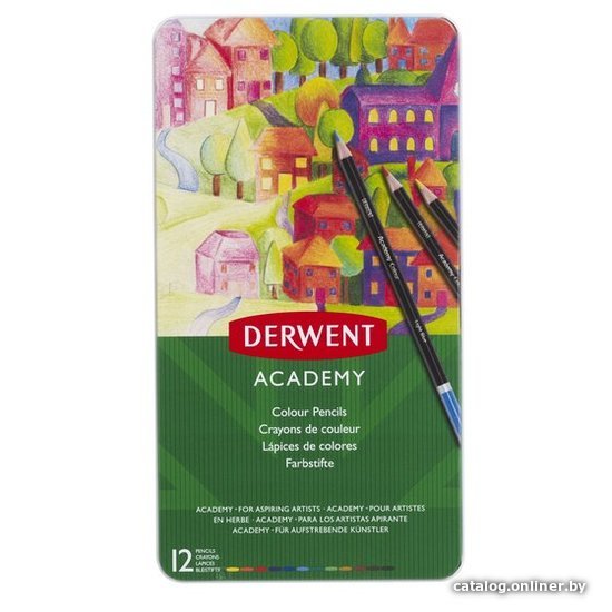 

Набор цветных карандашей Derwent Academy Colour, металл пенал, 12 цветов