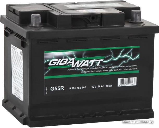 

Автомобильный аккумулятор GIGAWATT G55R (56 А·ч)