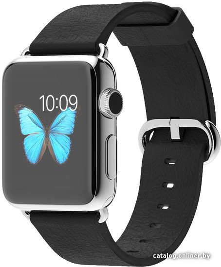 

Умные часы Apple Watch 38mm Stainless Steel with Black Classic Buckle (MJ312)