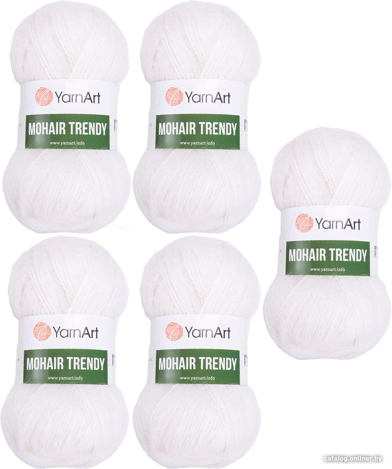 

Набор пряжи для вязания Yarnart Mohair Trendy 101 (белый, 5 шт)