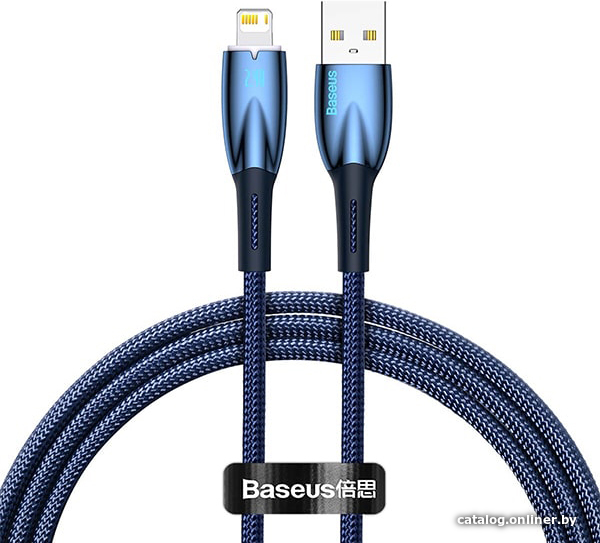 

Кабель Baseus Glimmer Series Fast Charging Data Cable USB Type-A - Lightning 2.4A CADH000203 (1 м, синий)