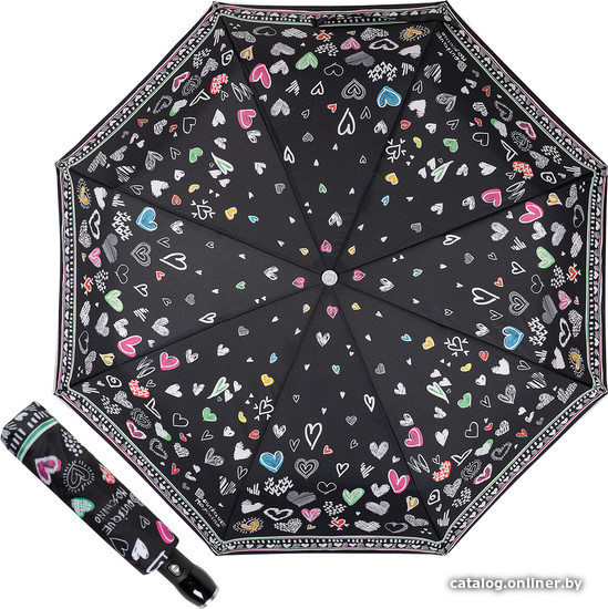 

Складной зонт Moschino 7948-OCA Scribble Hearts Black