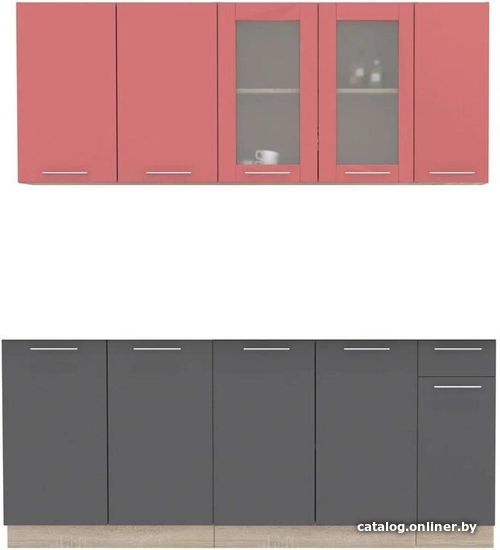 

Готовая кухня Интерлиния Мила 19 без столешницы (красный/антрацит)