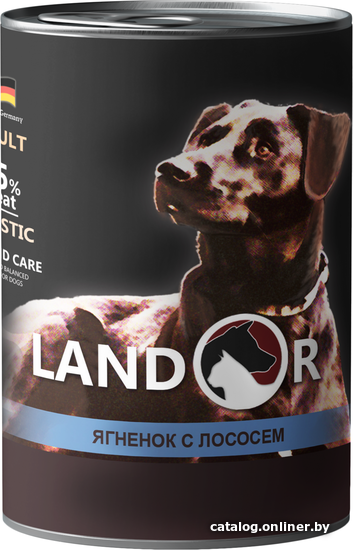 

Консервированный корм для собак Landor Adult Lamb and Salmon 400 г