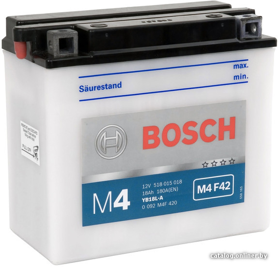 

Мотоциклетный аккумулятор Bosch M4 YB18L-A 518 015 018 (18 А·ч)