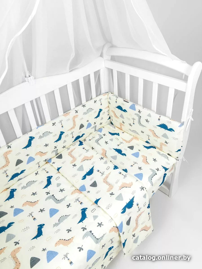 

Бампер в кроватку Amarobaby Little Dino AMARO-3104-LD (4 подушки, бежевый)