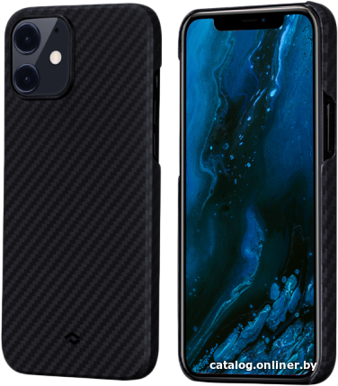 

Чехол для телефона Pitaka MagEZ для iPhone 12 (twill, черный/серый)