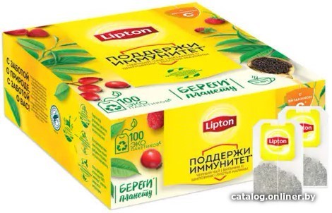 

Черный чай Lipton с витамином С, шиповником и ароматом земляники 100 шт