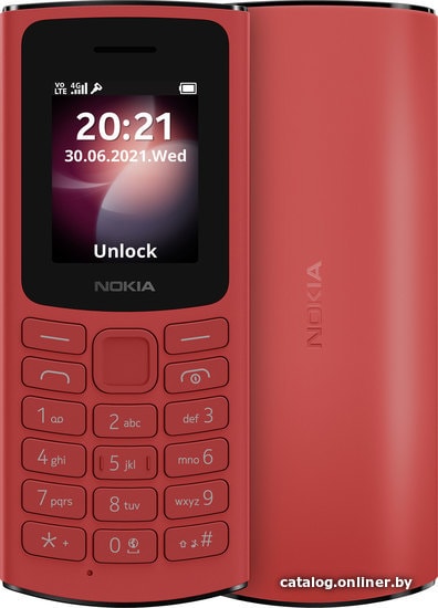 Nokia 105 4G Dual SIM (красный) кнопочный телефон купить в Минске