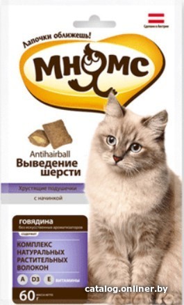 

Лакомство для кошек Мнямс Здоровые зубы. Хрустящие подушечки с говядиной 60 г