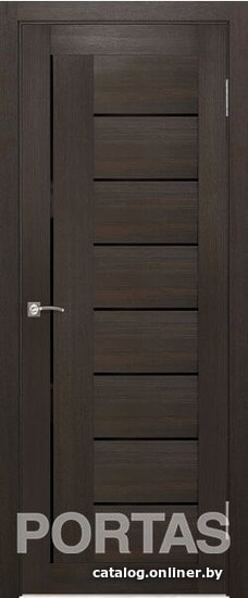 

Межкомнатная дверь Portas S29 90x200 (орех шоколад, стекло lacobel черный лак)