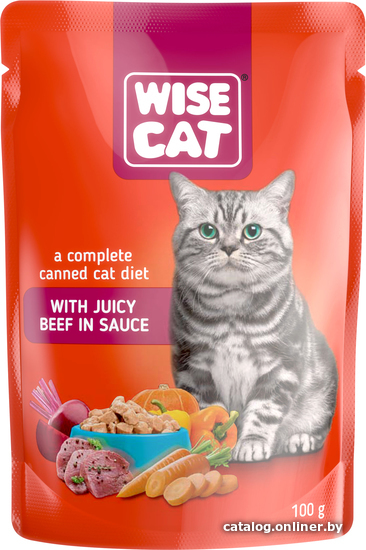 

Пресервы Wise Cat с сочной говядиной в соусе 100 г