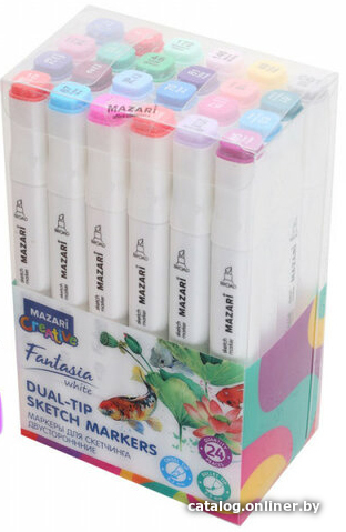 

Маркер художественный Mazari Fantasia White М-6067-24 (24 цвета)