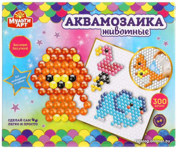 

Набор для создания поделок/игрушек MultiArt Аквамозаика Животные ABMA300-4
