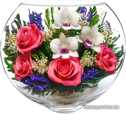 

Цветы, букеты Natural Flower Products Композиция из розовых роз и белых орхидей LZT-07