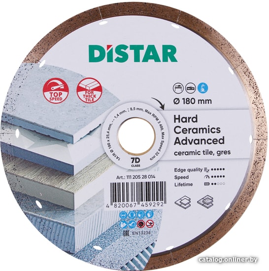 

Отрезной диск алмазный Distar 1A1R 180x1,4x8.5x25.4 Hard ceramics Advanced 11120528014