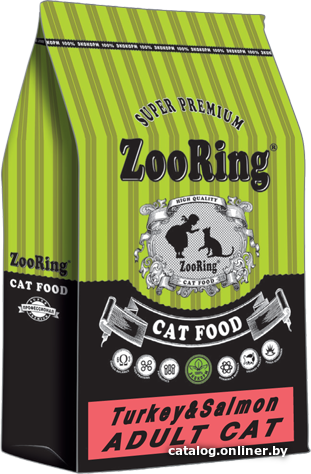 

Сухой корм для кошек ZooRing Grain Free Adult Turkey&Salmon (с индейкой и лососем) 10 кг