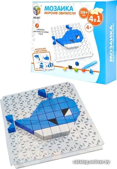

Развивающая игра Рыжий кот Мозаика Морские обитатели 4 в 1 1939236