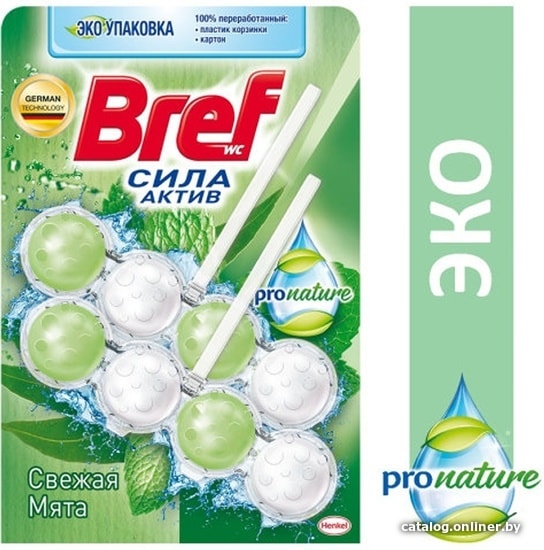 

Средство для унитаза Bref Сила-Актив ProNature Свежая мята 2х50 г