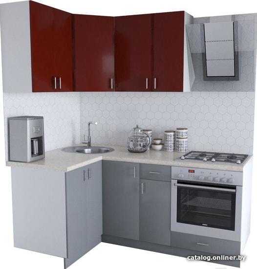 

Готовая кухня Хоум Лайн Кристалл Люкс 1200х1900 угловой (серый пыльный/бургундский гл.)
