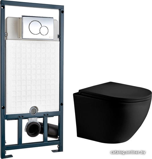 

Унитаз WeltWasser Merzbach 004 MT-BL + Marberg 507 RD (черный матовый/хром)