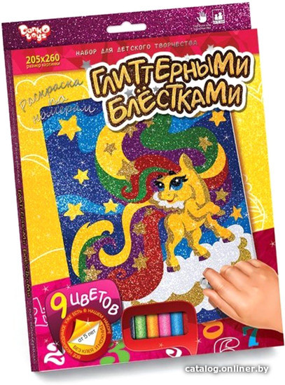 

Набор для рисования Danko Toys Раскраска глитерными блестками по номерам. Пони РГН-02-01