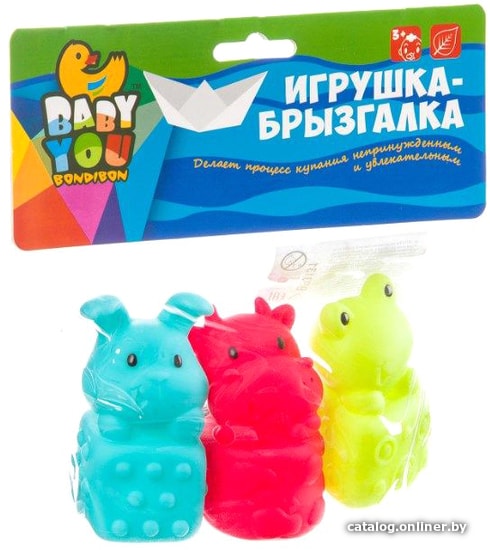 

Набор игрушек для ванной Bondibon С брызгалкой Корова, лягушка, кролик ВВ3131