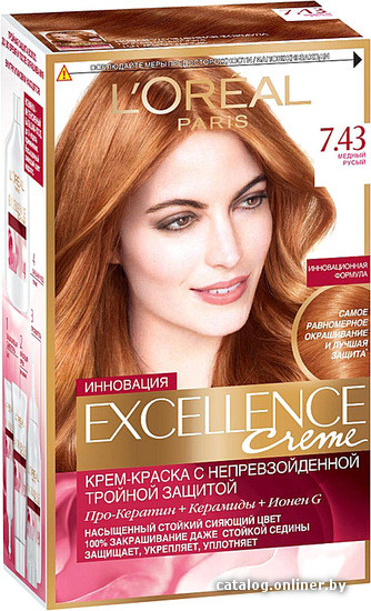 

Крем-краска для волос L'Oreal Excellence 7.43 Медный русый