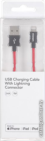 

Кабель Miniso 9421 USB Type A - Lighting (1 м, красный)