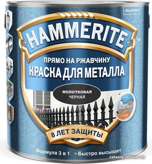 

Краска Hammerite по металлу молотковая 2.5 л (черный)