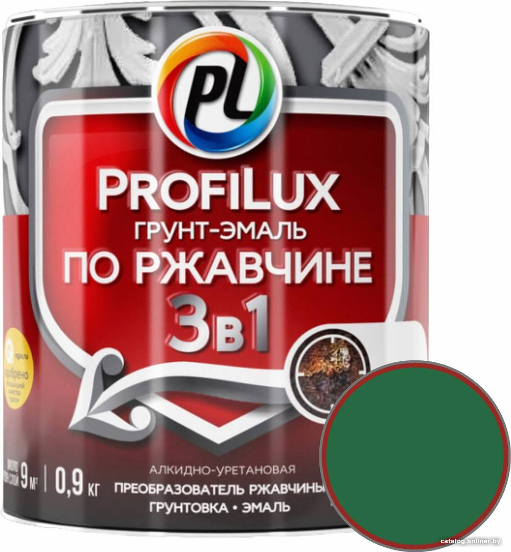 

Грунт-эмаль Profilux По ржавчине 3в1 (0.9 кг, зеленый)