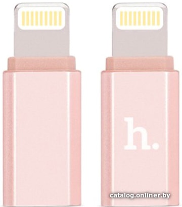 

Адаптер Hoco microUSB to Lightning (розовый)
