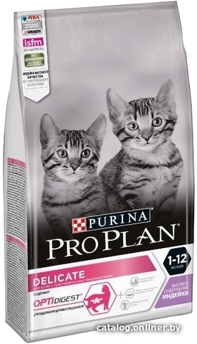 

Сухой корм для кошек Pro Plan Delicate Kitten OptiDigest с индейкой 0.4 кг