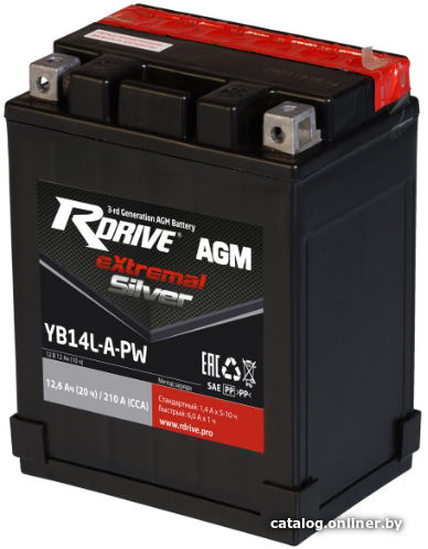 

Мотоциклетный аккумулятор RDrive eXtremal Silver YB14L-A-PW (12 А·ч)