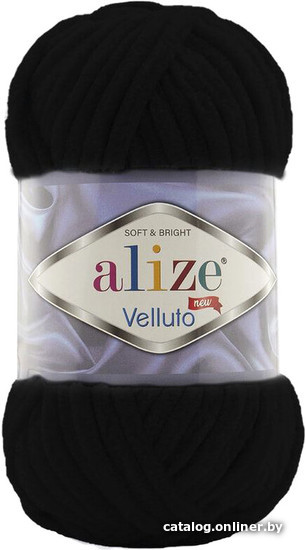 

Пряжа для вязания Alize Velluto 60 (68 м, черный)
