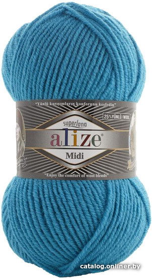 

Пряжа для вязания Alize Superlana midi 484 (170 м, бирюза)