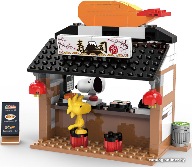 

Конструктор Miniso Snoopy Street Fair Building Blocks B 5628 Суши-магазин