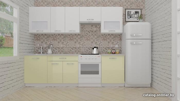 

Готовая кухня ВерсоМебель ЭкоЛайт-5 2.4 (белый/ваниль)