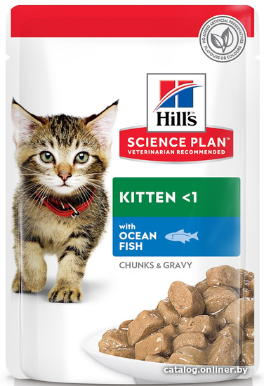 

Пресервы Hill's Science Plan Kitten для котят для здорового роста и развития, пауч с океанической рыбой в соусе 85 г