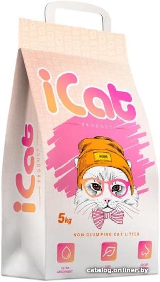 

Наполнитель для туалета iCat Без запаха, впитывающий 5 кг