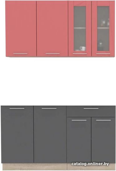 

Готовая кухня Интерлиния Мила 14 без столешницы (красный/антрацит)