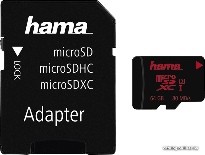 

Карта памяти Hama 00123982 microSDXC 64GB + адаптер