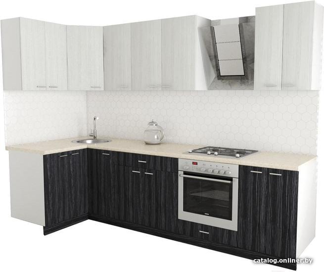 

Готовая кухня Хоум Лайн Луиза Люкс 1200x2900 угловой (древесина графит/древесина белая)